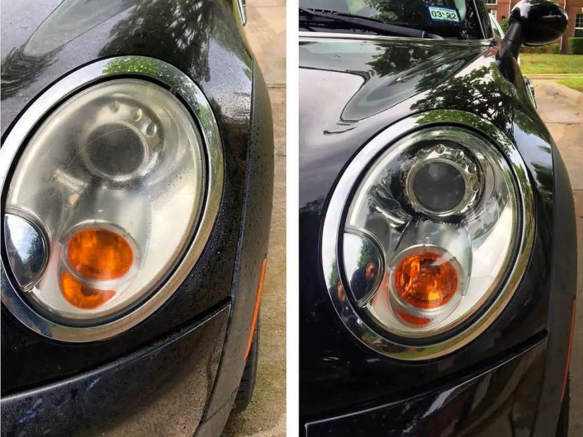 Oxidized headlights restored to clear in Fort Worth
